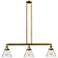 Cone 40.25"W 3 Light Brushed Brass Stem Hung Island Light w/ Seedy Sha