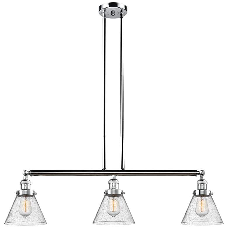 Image 1 Cone 40.25"W 3 Light Polished Chrome Stem Hung Island Light w/ Seedy S