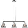 Cone 40.25"W 3 Light Polished Chrome Stem Hung Island Light w/ Smoke S
