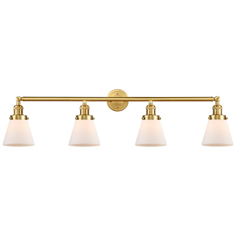 Image 1 Cone 42.25" Wide 4 Light Satin Gold Bath Vanity Light w/ Matte White S