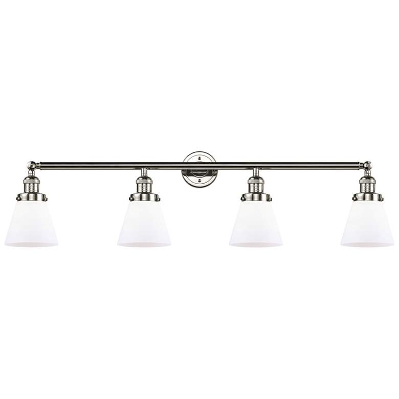 Image 1 Cone 45"W Polished Nickel 4-Light Bath Light w/ White Shade
