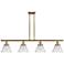 Cone 48" Wide 4 Light Brushed Brass Island Light w/ Clear Shade