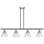 Cone 48" Wide 4 Light Brushed Satin Nickel Island Light w/ Clear Shade