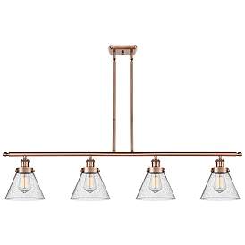 Image1 of Cone 48" Wide 4 Light Copper Island Light w/ Seedy Shade
