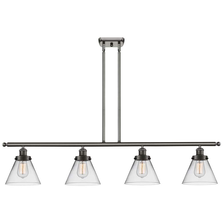 Image 1 Cone 48" Wide 4 Light Oil Rubbed Bronze Island Light w/ Clear Shade
