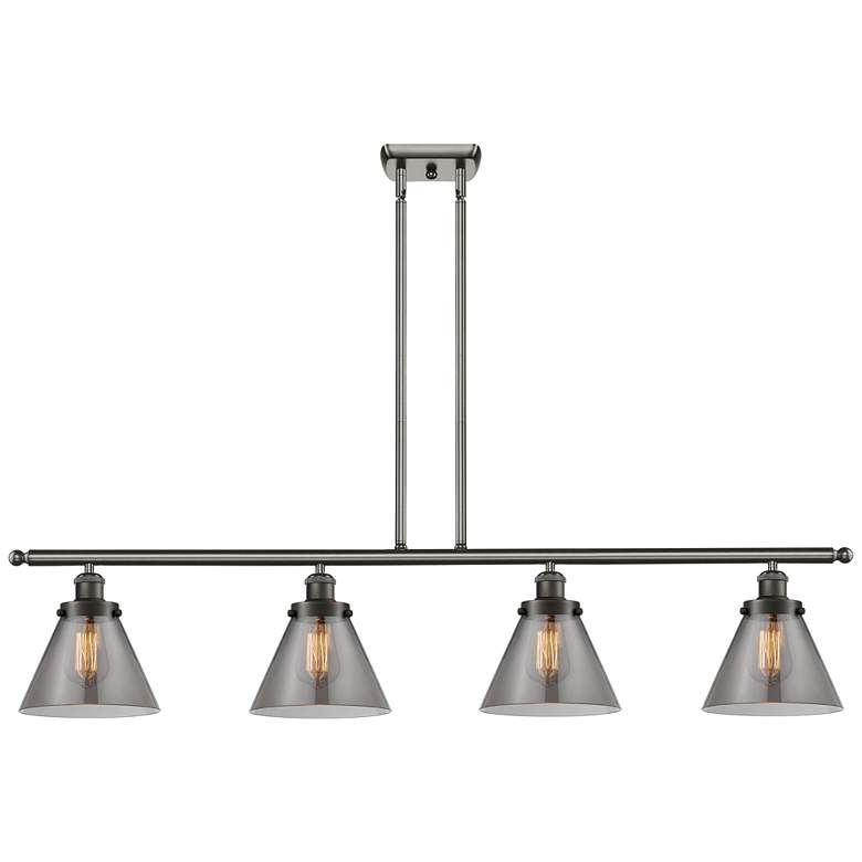 Image 1 Cone 48" Wide 4 Light Oil Rubbed Bronze Island Light w/ Plated Smoke S