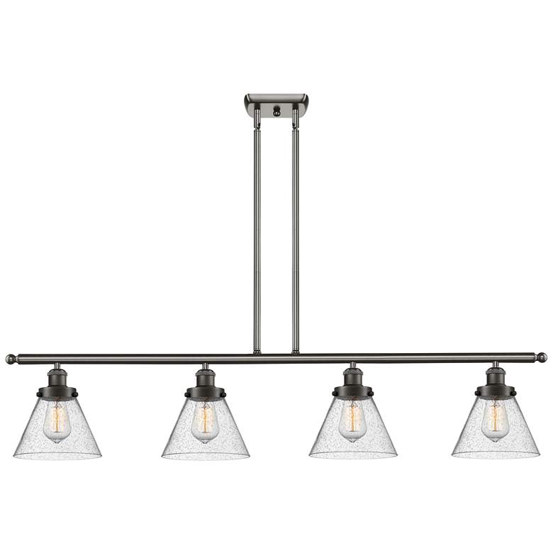 Image 1 Cone 48" Wide 4 Light Oil Rubbed Bronze Island Light w/ Seedy Shade