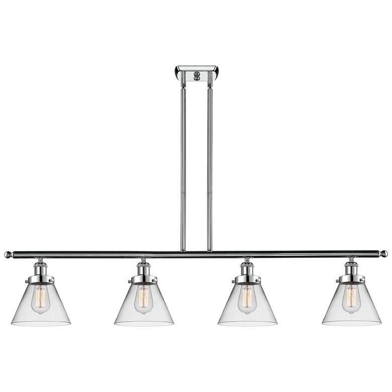 Image 1 Cone 48" Wide 4 Light Polished Chrome Island Light w/ Clear Shade