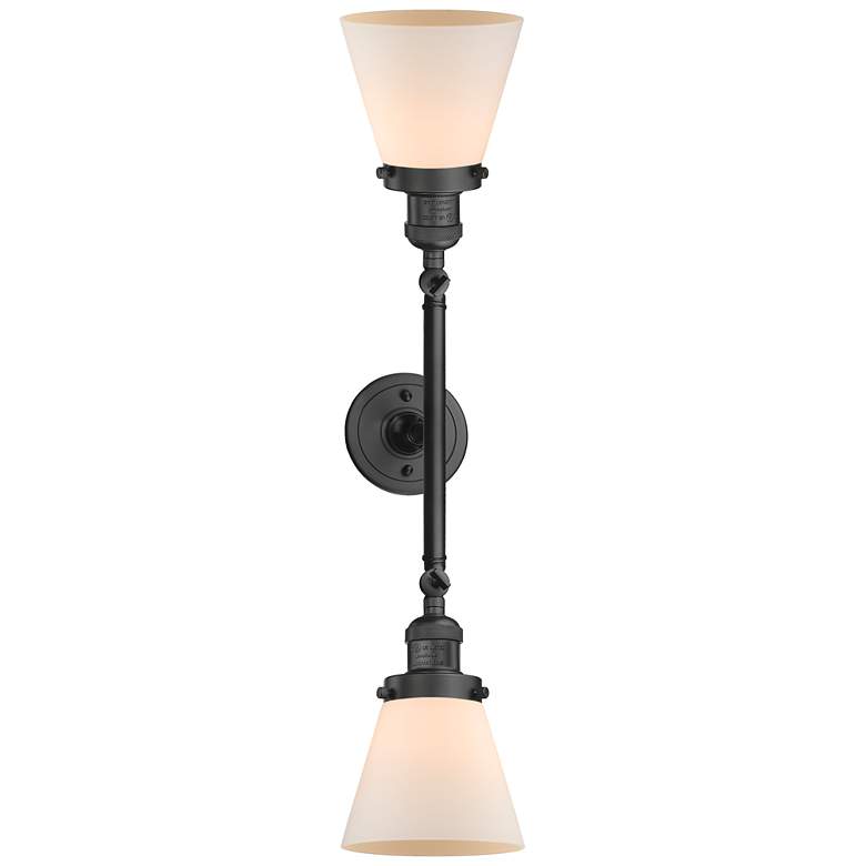 Image 1 Cone 6.25" Wide 2 Light Bronze Bath Vanity Light w/ Matte White Shade