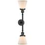 Cone 6.25" Wide 2 Light Bronze Bath Vanity Light w/ Matte White Shade