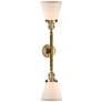 Cone 6.25" Wide 2 Light Brushed Brass Bath Vanity Light w/ White Shade