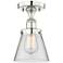 Cone 6.25" Wide Polished Nickel Semi.Flush Mount With Clear Glass Shad