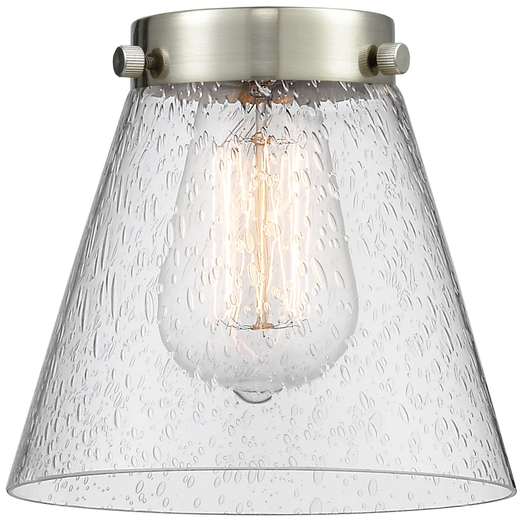 Image 3 Cone 6 1/4"W Brushed Satin Nickel Mini Pendant w/ Seedy Shade more views