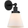 1_Cone 6" 11 1/4" High Matte Black and White Glass Wall Sconce