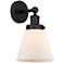 Cone 6" 11 1/4" High Matte Black and White Glass Wall Sconce