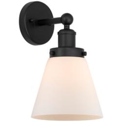 Cone 6" 11 1/4" High Matte Black and White Glass Wall Sconce