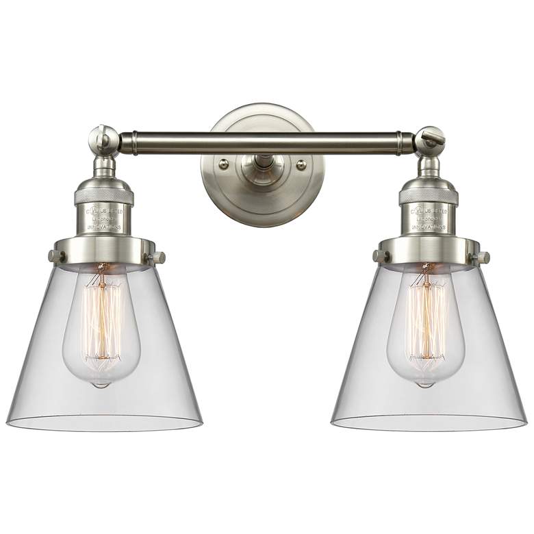 Image 1 Cone 6" 2 Light 16" Tiltable LED Bath Light - Brushed Satin Nicke