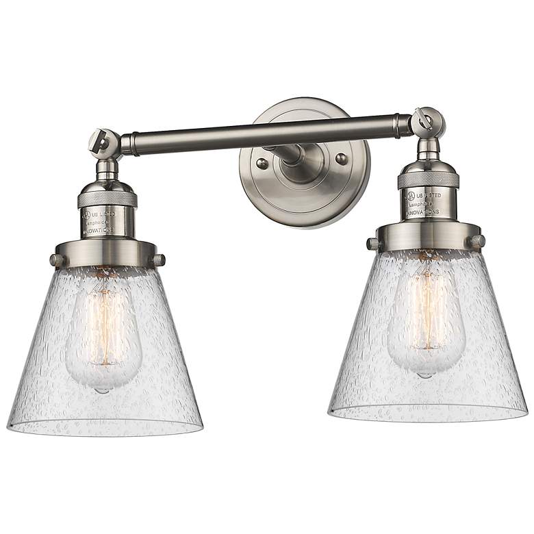 Image 1 Cone 6" 2 Light 16" Tiltable LED Bath Light - Brushed Satin Nicke