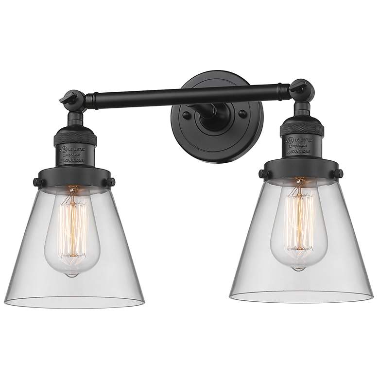 Image 1 Cone 6" 2 Light 16" Tiltable LED Bath Light - Matte Black - Clear