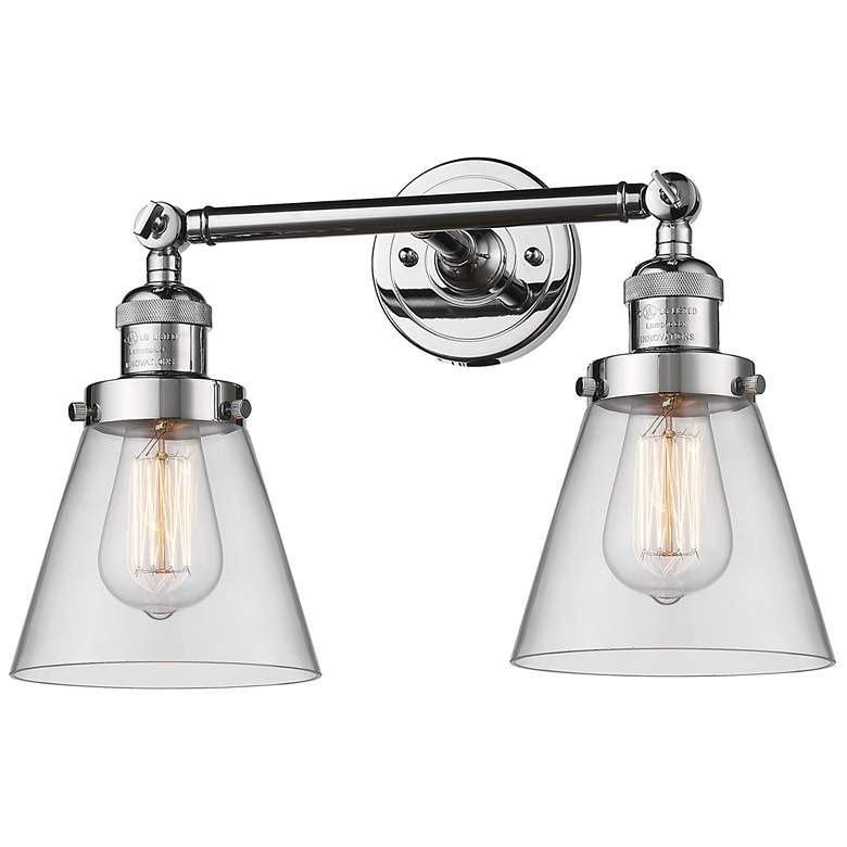 Image 1 Cone 6" 2 Light 16" Tiltable LED Bath Light - Polished Chrome - C