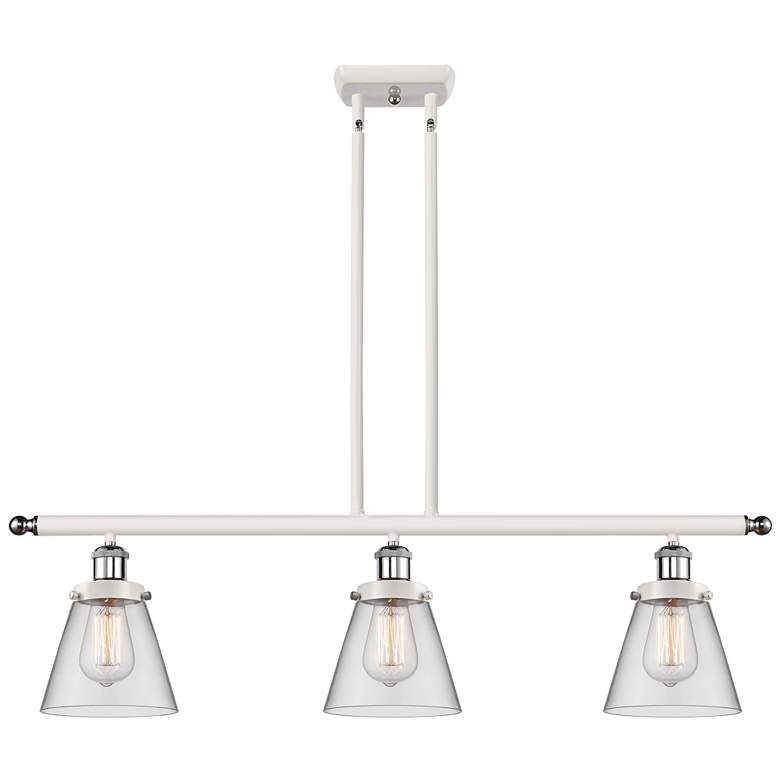 Image 1 Cone 6 inch 3 Light 36 inch Island Light - White and Polished Chrome  - C
