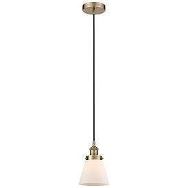Image1 of Cone 6" Antique Brass Mini Pendant w/ Matte White Shade