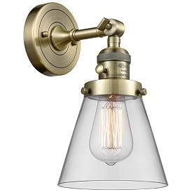 Image1 of Cone 6" Antique Brass Sconce w/ Clear Shade