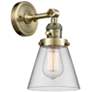 1_Cone 6" Antique Brass Sconce w/ Clear Shade