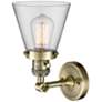 2_Cone 6" Antique Brass Sconce w/ Clear Shade more views