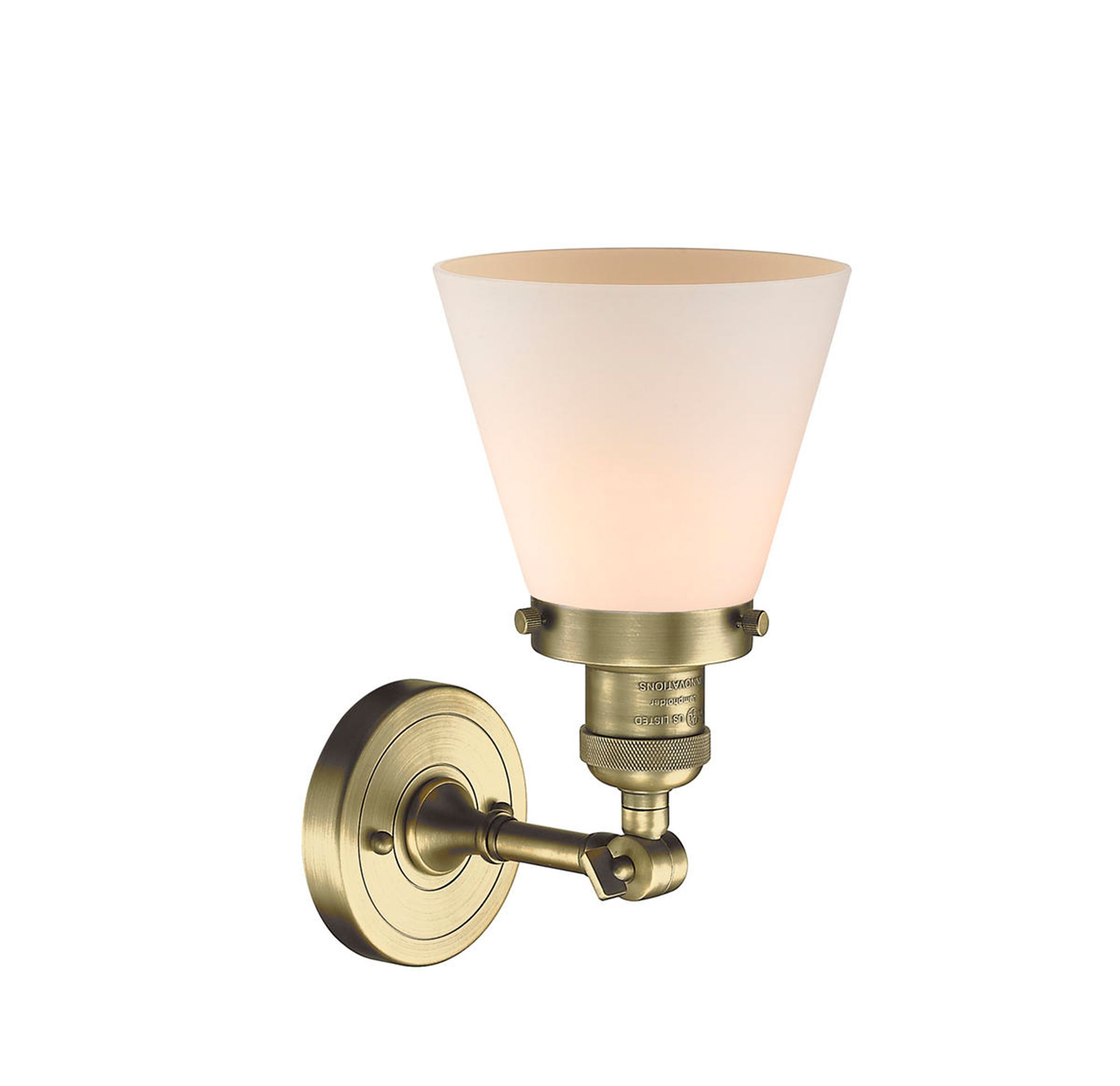 Image 2 Cone 6" Antique Brass Sconce w/ Matte White Shade more views