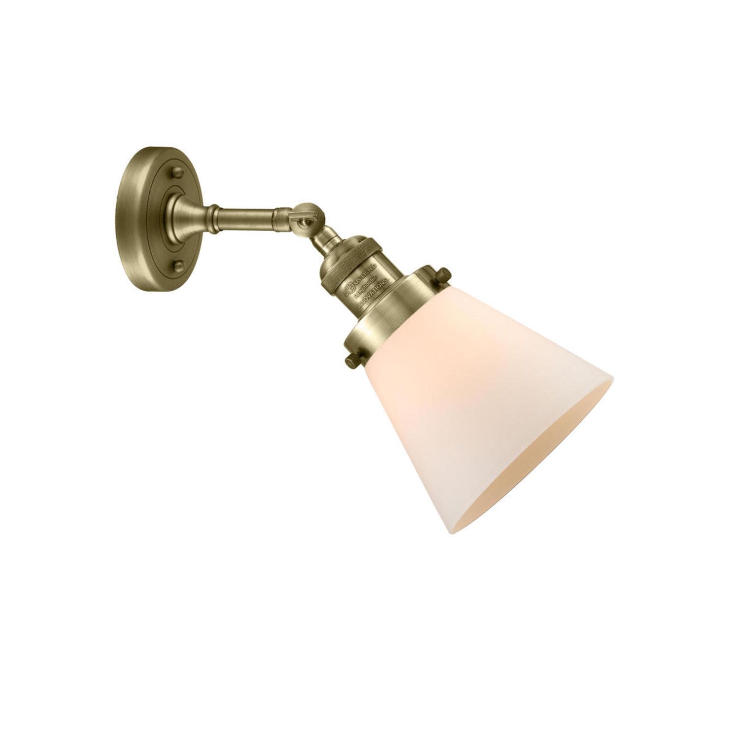 Image 3 Cone 6" Antique Brass Sconce w/ Matte White Shade more views