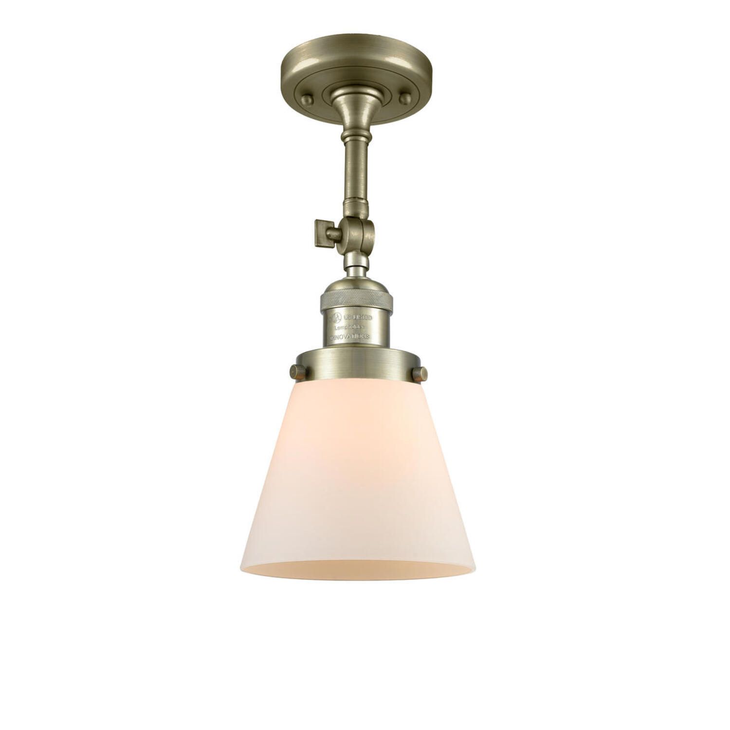 Image 4 Cone 6" Antique Brass Sconce w/ Matte White Shade more views