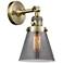 Cone 6" Antique Brass Sconce w/ Plated Smoke Shade