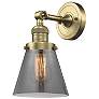 Cone 6" Antique Brass Sconce w/ Plated Smoke Shade