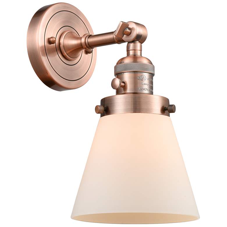 Image 1 Cone 6" Antique Copper Sconce w/ Matte White Shade