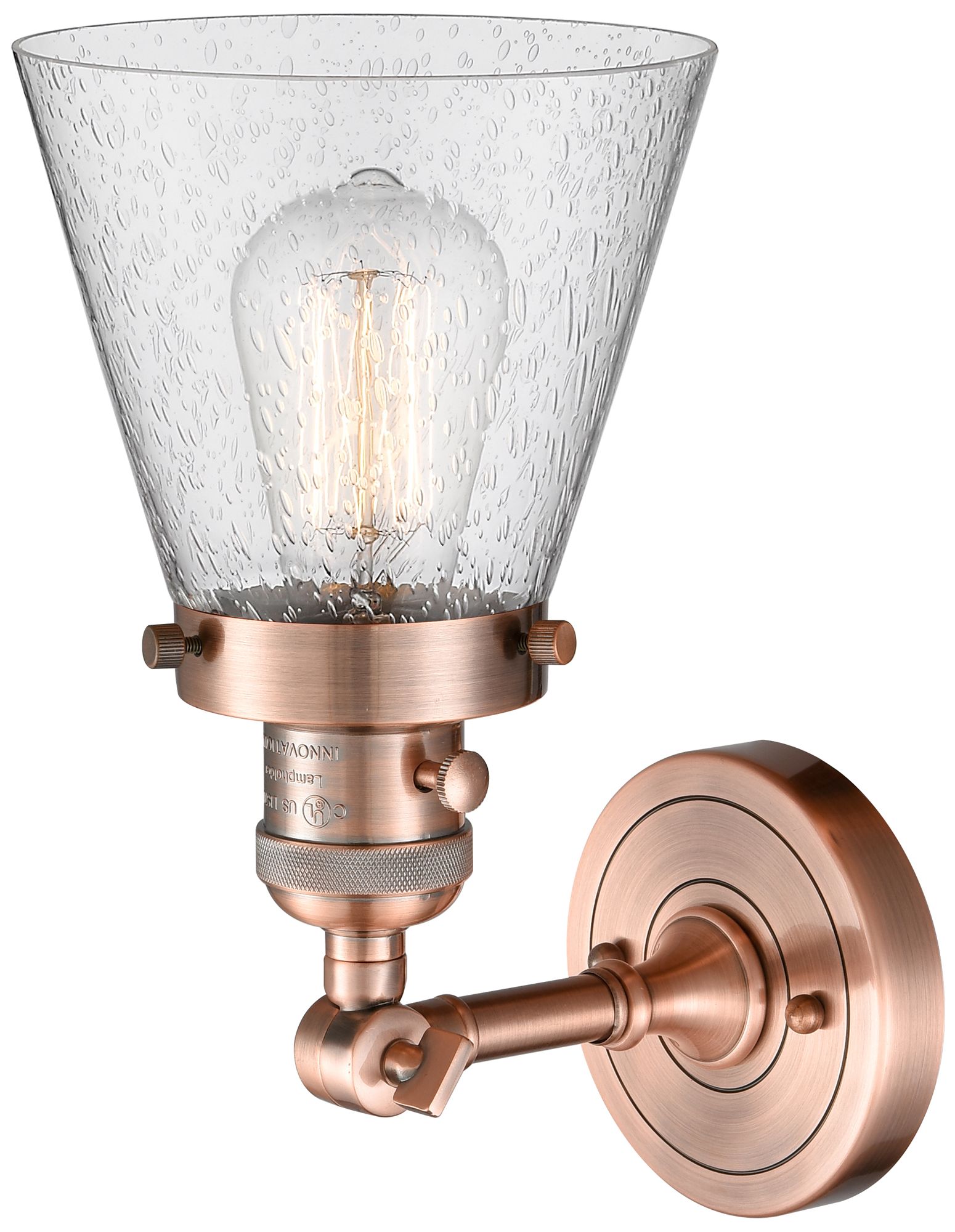 Image 2 Cone 6" Antique Copper Sconce w/ Seedy Shade more views