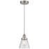 Cone 6" Brushed Satin Nickel Mini Pendant w/ Seedy Shade