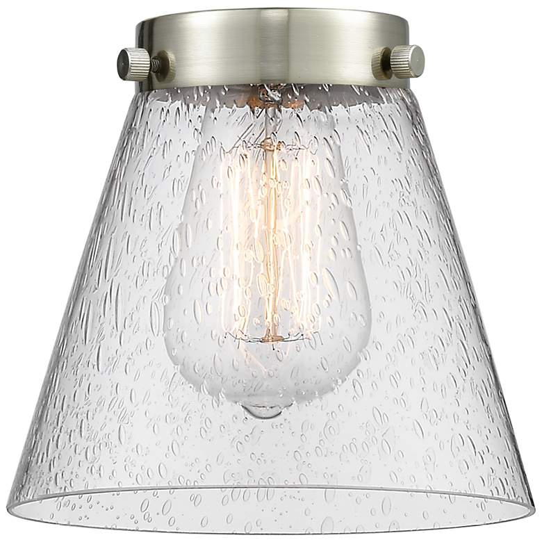 Image 3 Cone 6" Brushed Satin Nickel Mini Pendant w/ Seedy Shade more views