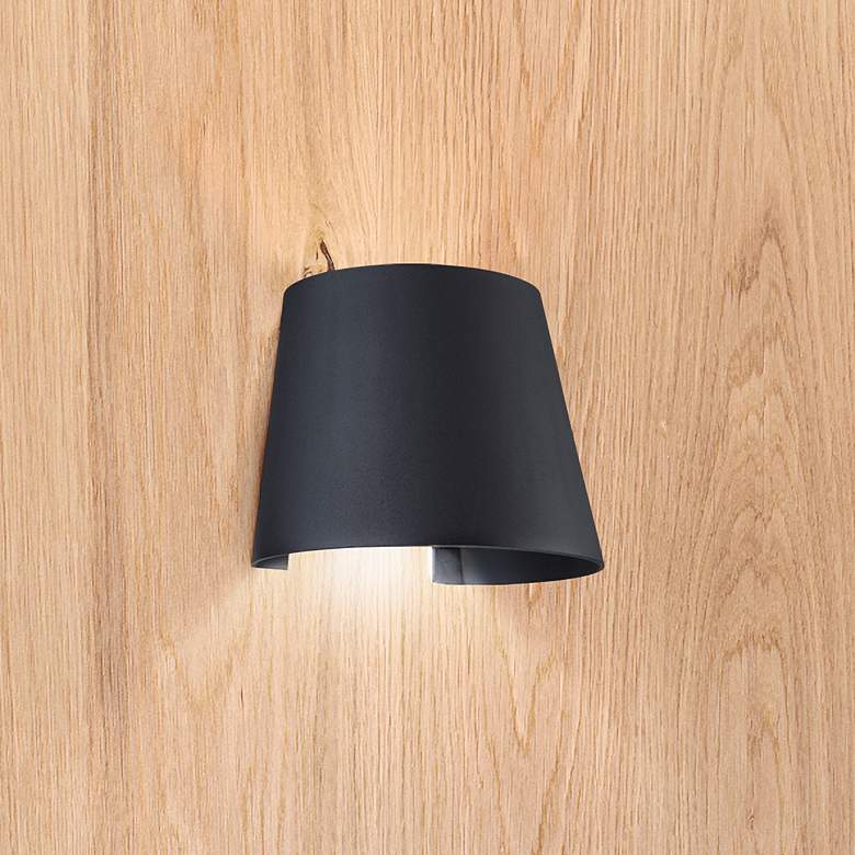 Image 1 Cone 6" High Black Metal LED Outdoor Wall Light
