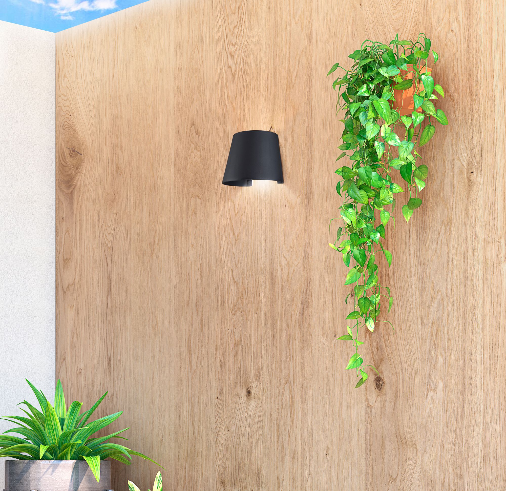 Cone 6" High Black Metal LED Outdoor Wall Light