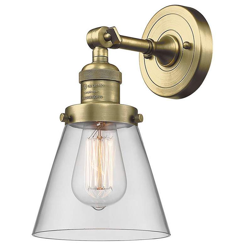 Image 1 Cone 6" LED Sconce - Brass Finish - Clear Shade