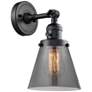 Cone 6" Matte Black Sconce w/ Plated Smoke Shade