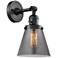 Cone 6" Matte Black Sconce w/ Plated Smoke Shade