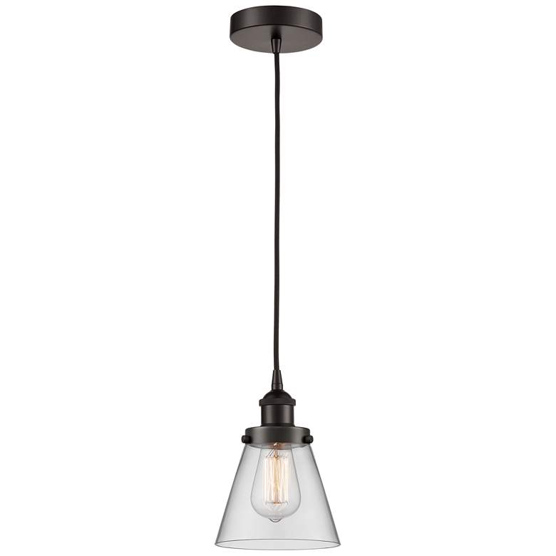 Image 1 Cone 6" Oil Rubbed Bronze Mini Pendant w/ Clear Shade