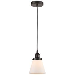 Cone 6" Oil Rubbed Bronze Mini Pendant w/ Matte White Shade
