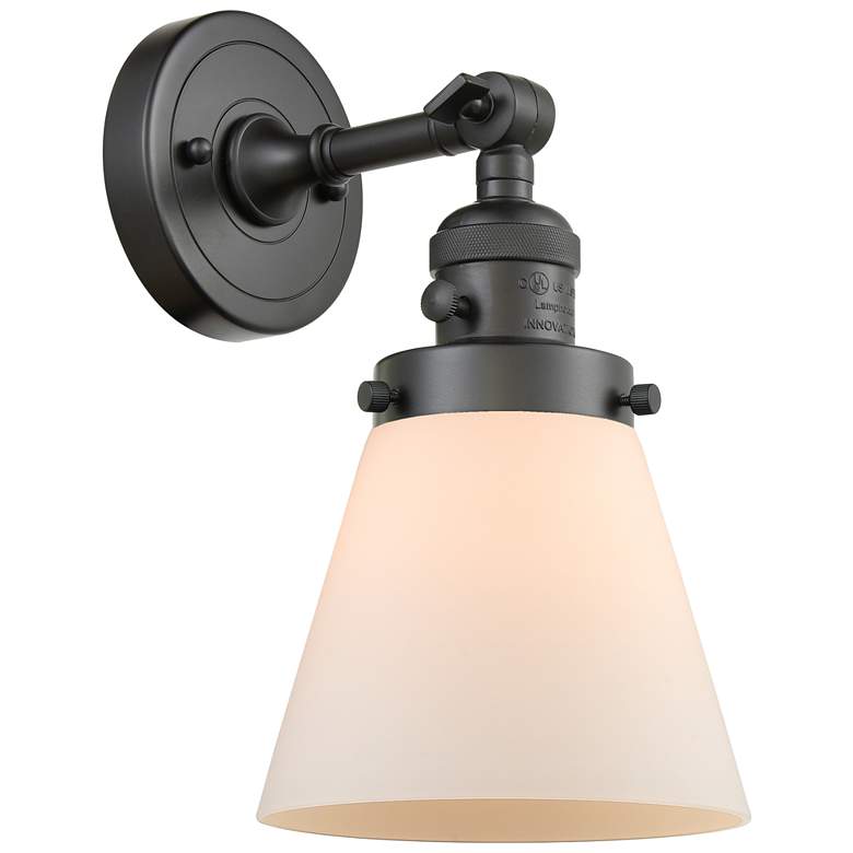 Image 1 Cone 6" Oil Rubbed Bronze Sconce w/ Matte White Shade