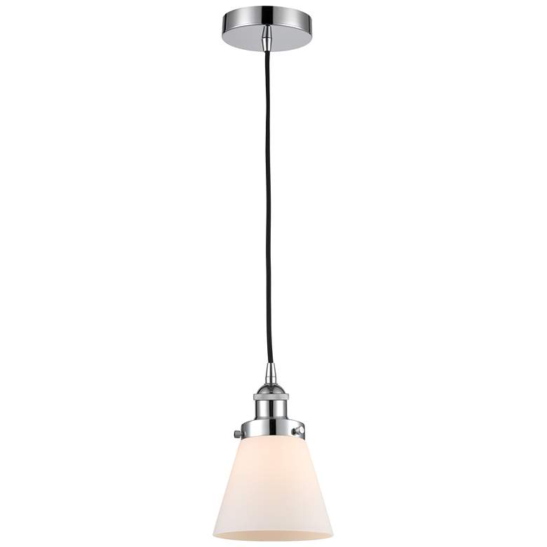 Image 1 Cone 6" Polished Chrome Mini Pendant w/ Matte White Shade