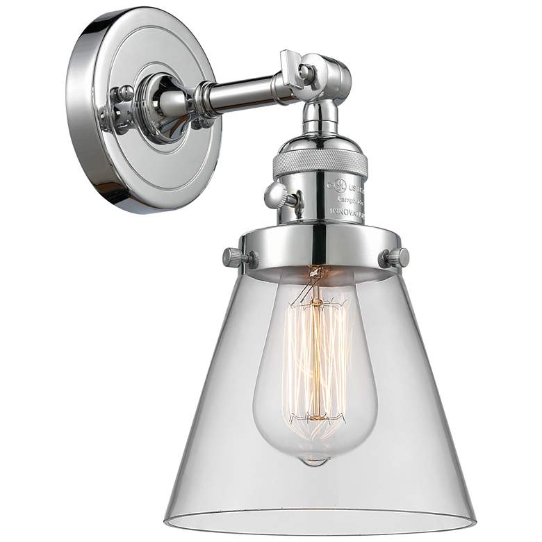 Image 1 Cone 6" Polished Chrome Sconce w/ Clear Shade
