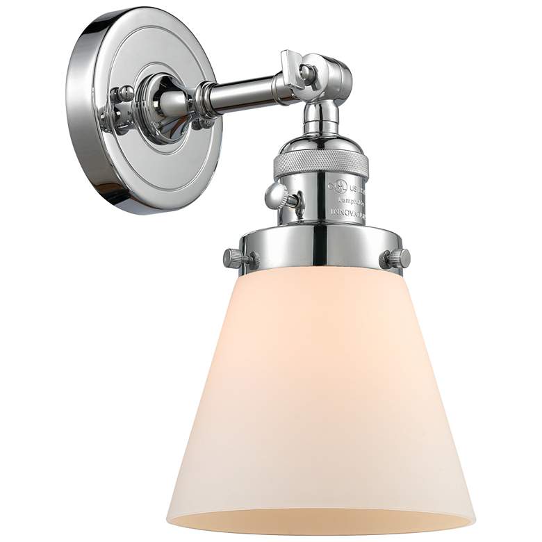 Image 1 Cone 6" Polished Chrome Sconce w/ Matte White Shade