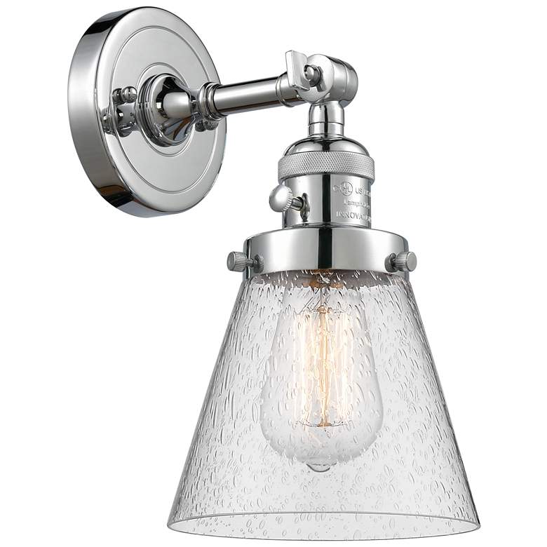 Image 1 Cone 6" Polished Chrome Sconce w/ Seedy Shade